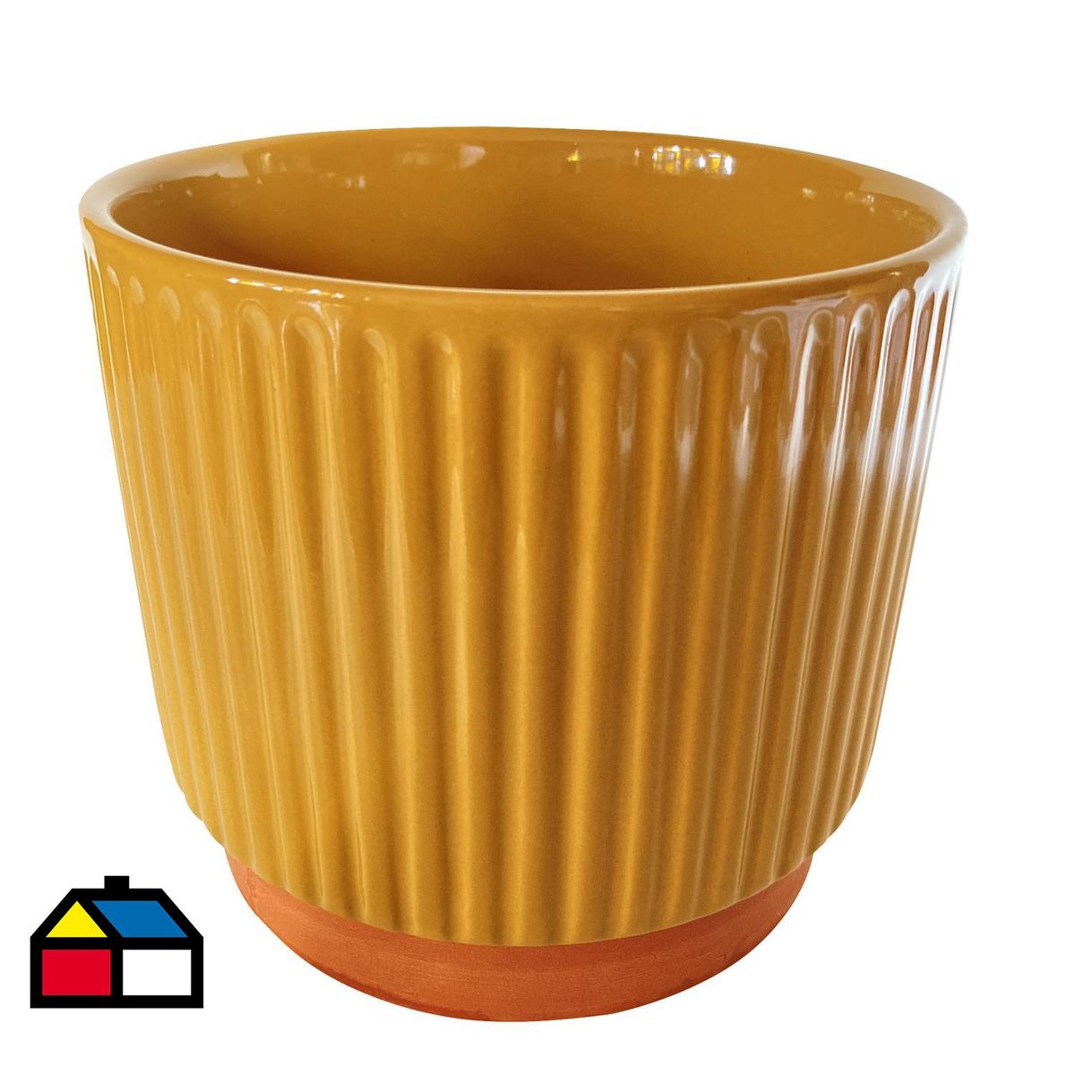 DECOGREEN - Macetero Enlozado de Arcilla 17x20 cm Mostaza