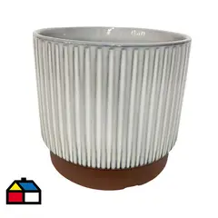 DECOGREEN - Macetero Enlozado de Arcilla 15x17 cm Blanco