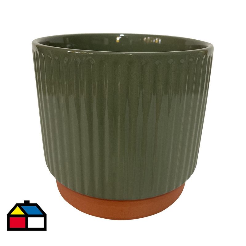 DECOGREEN - Macetero Enlozado de Arcilla 17x15 Oliva