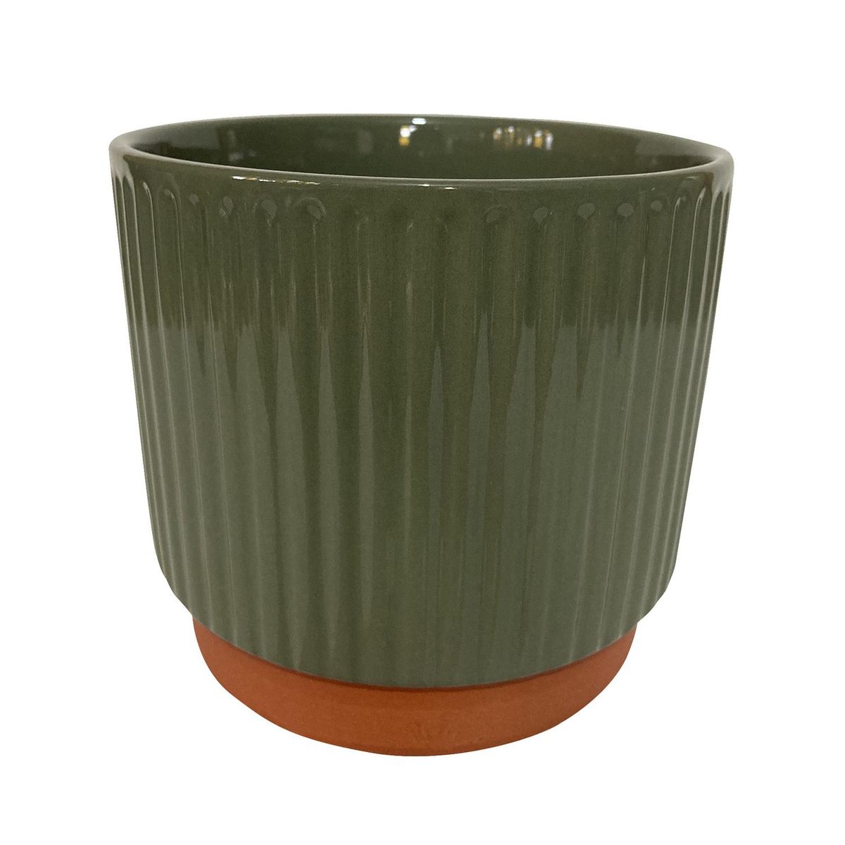 DECOGREEN - Macetero Enlozado de Arcilla 17x15 cm Oliva