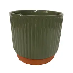DECOGREEN - Macetero Enlozado de Arcilla 17x15 cm Oliva