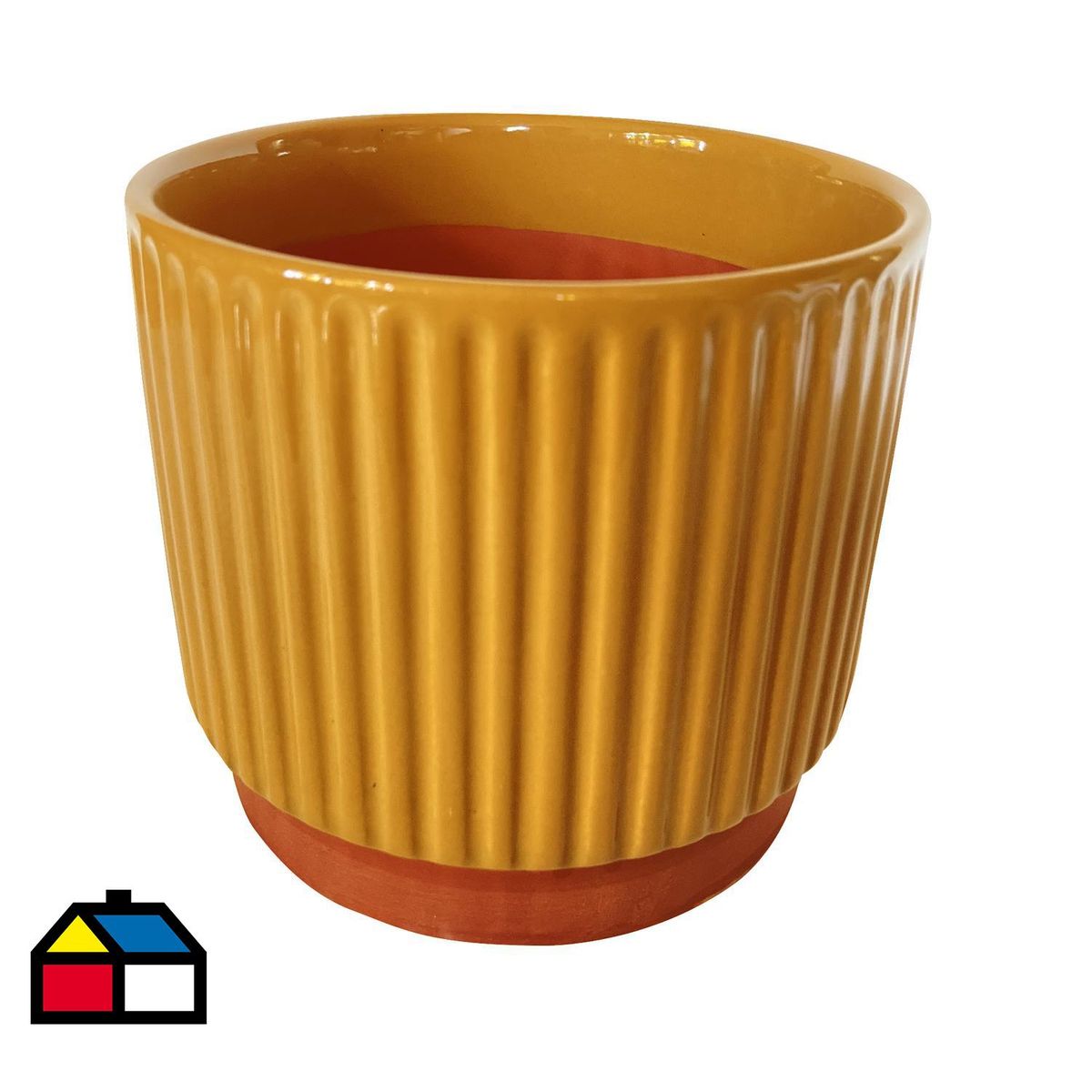 DECOGREEN - Macetero Enlozado de Arcilla 14x20 cm Mostaza