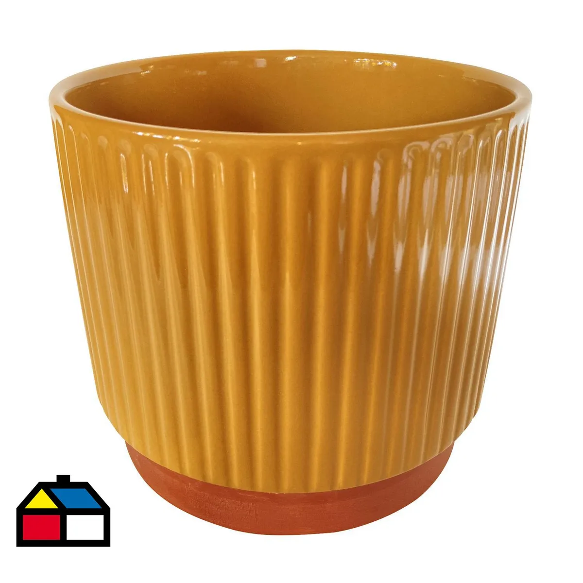 DECOGREEN - Macetero Enlozado de Arcilla 20x18 cm Mostaza