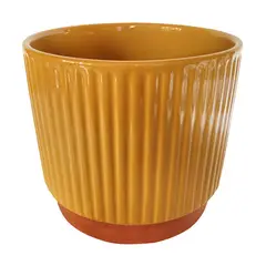 DECOGREEN - Macetero Enlozado de Arcilla 20x18 cm Mostaza