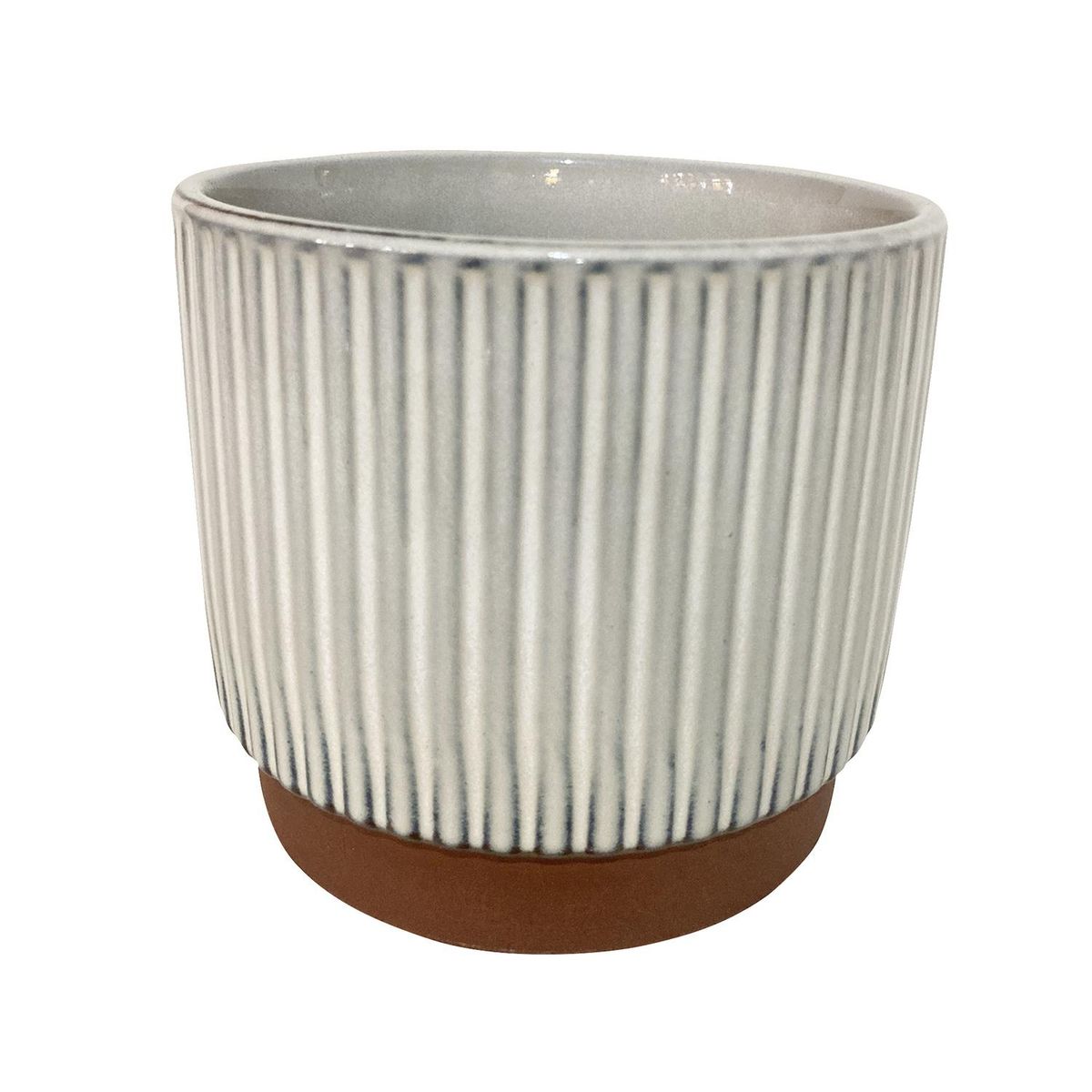 DECOGREEN - Macetero Enlozado de Arcilla 12x14 cm Blanco