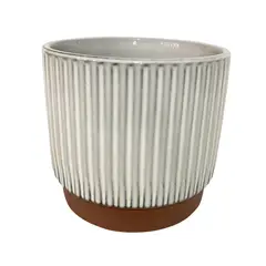 DECOGREEN - Macetero Enlozado de Arcilla 12x14 cm Blanco