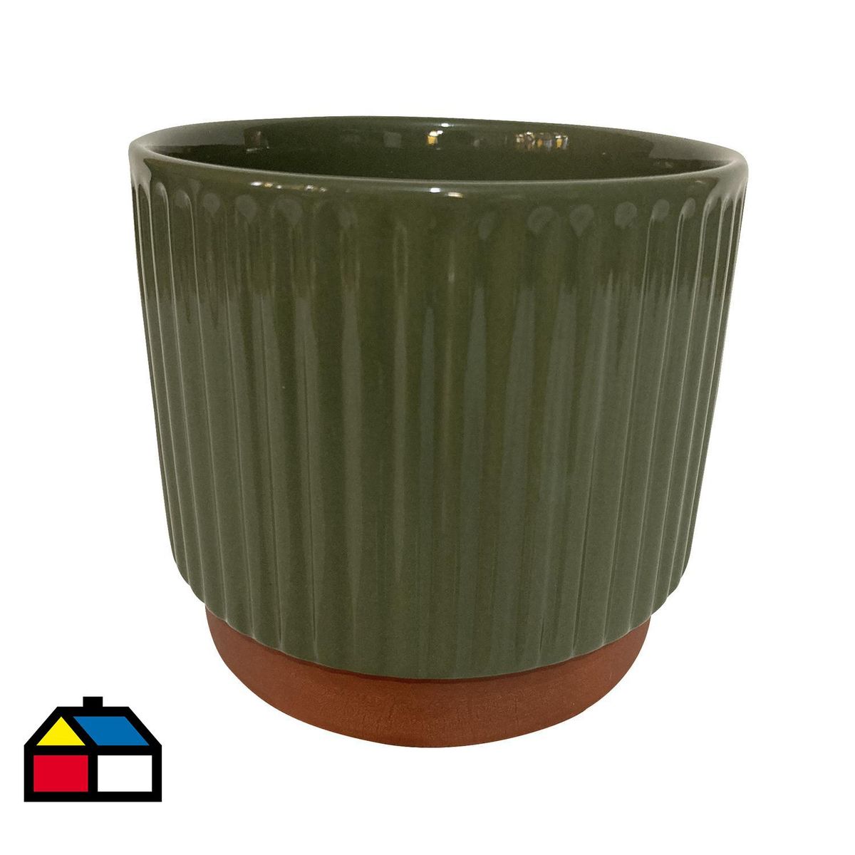 DECOGREEN - Macetero Enlozado de Arcilla 14x12 cm Oliva