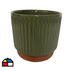 DECOGREEN - Macetero Enlozado Oliva 14x12 cm