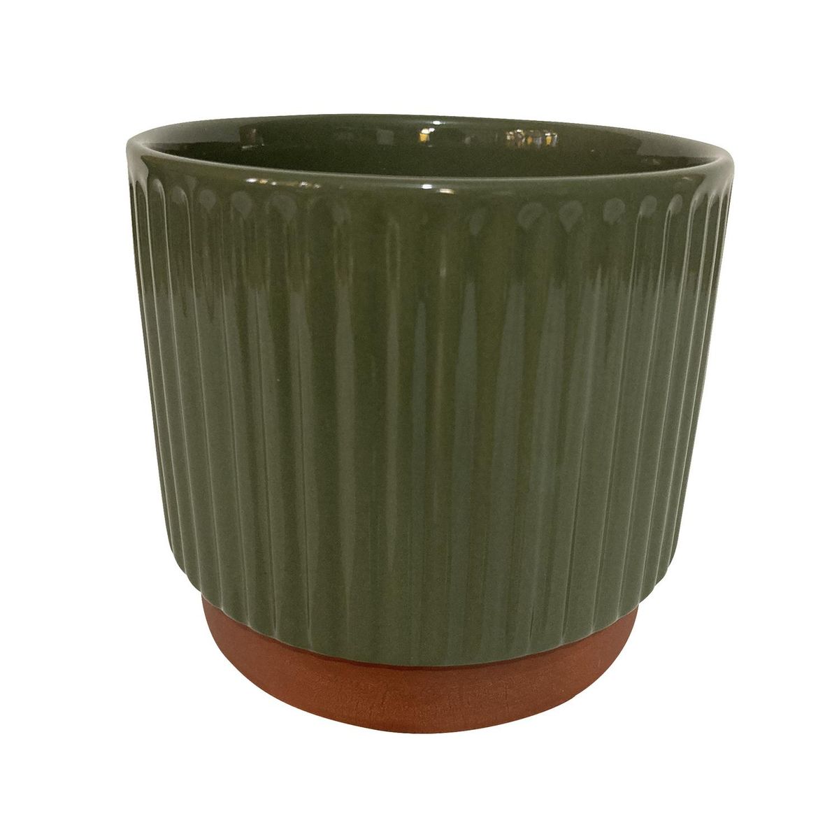 DECOGREEN - Macetero Enlozado de Arcilla 14x12 cm Oliva