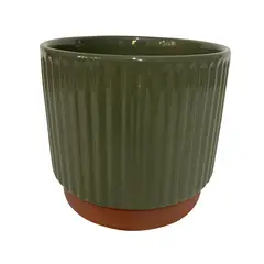 DECOGREEN - Macetero Enlozado de Arcilla 14x12 cm Oliva