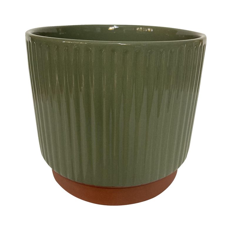 DECOGREEN - Macetero Enlozado de Arcilla 20x18 Oliva