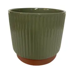 DECOGREEN - Macetero Enlozado de Arcilla 20x18 cm Oliva