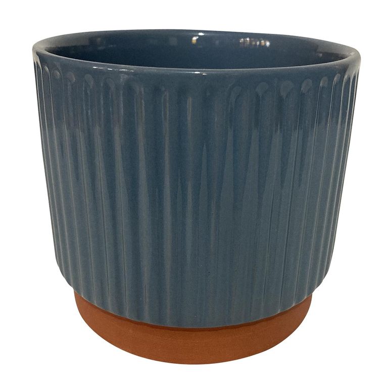 Macetero Enlozado de Arcilla 12x14 cm Azul