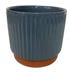 DECOGREEN - Macetero Enlozado de Arcilla 12x14 cm Azul