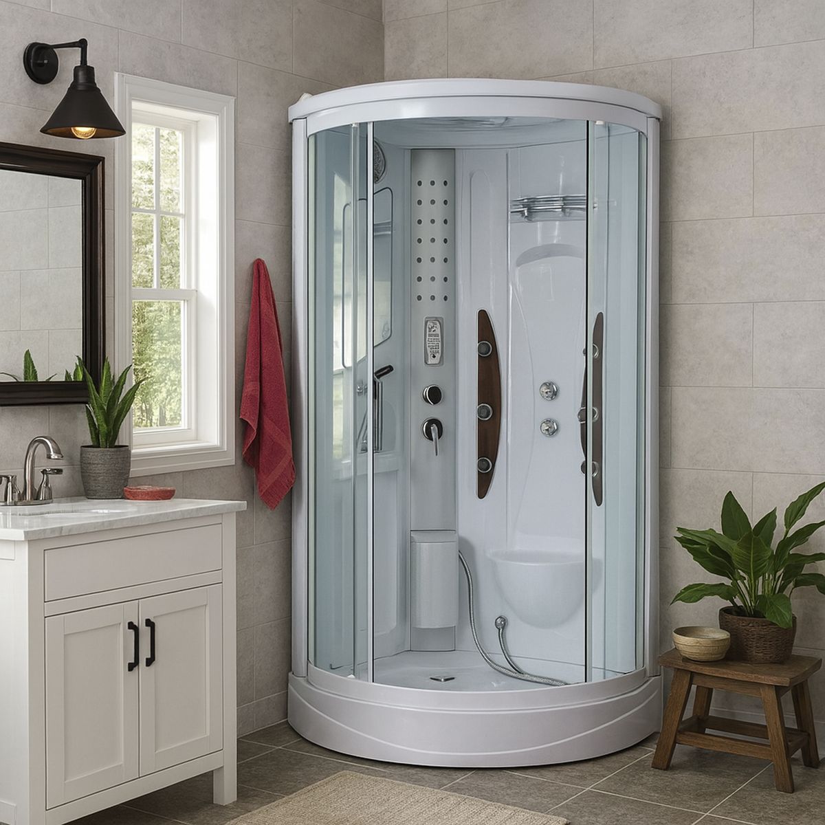 NORGLAS - Cabina ducha con vapor zapallar 99cm x 99cm