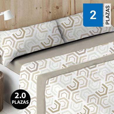 Set sbanas polar 2 plazas geomtrico beige