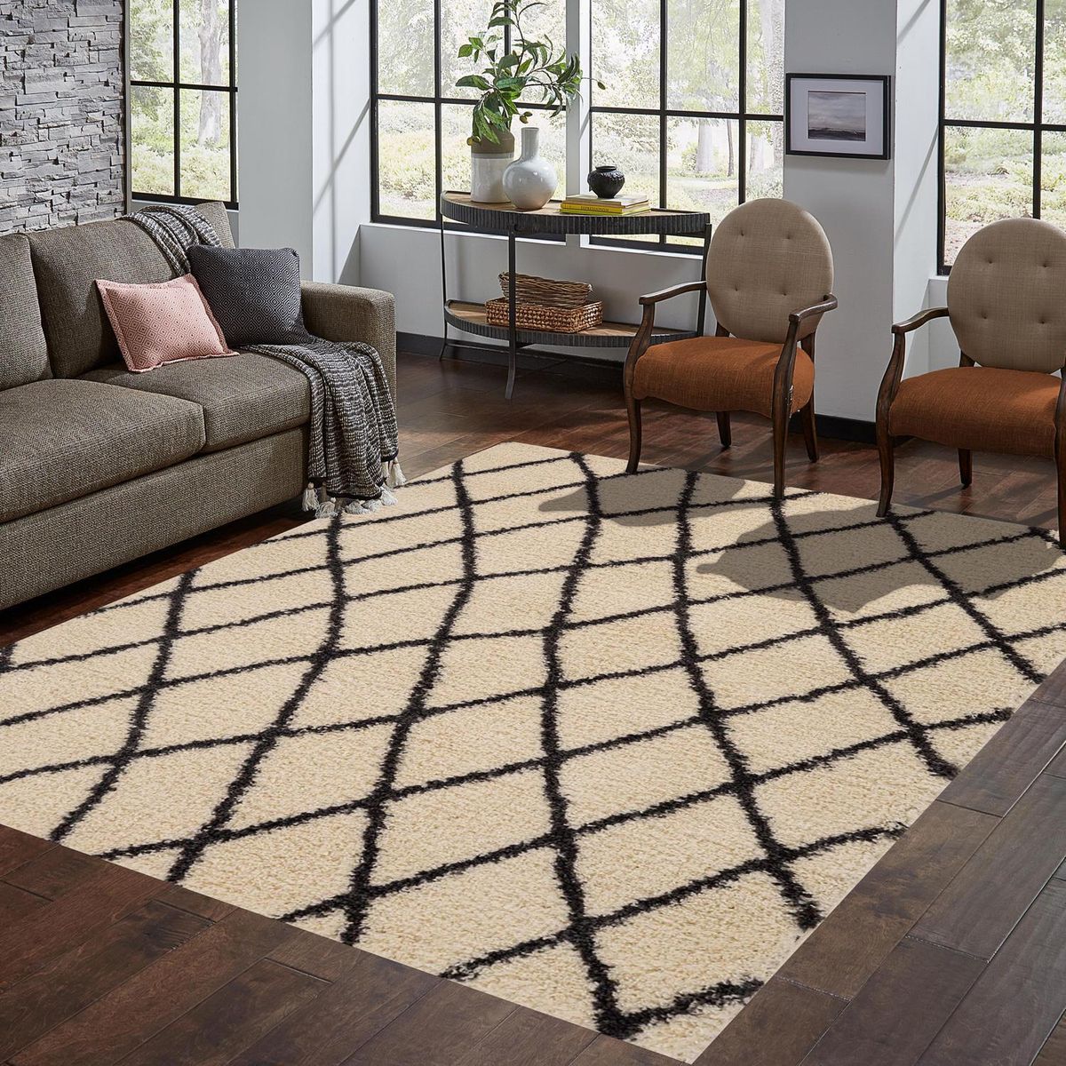 DIB - Alfombra Grande Jacinta 200x290 cm Polipropileno gris-blanco