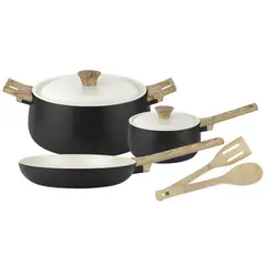 FANTUZZI - Batería de cocina 7 piezas cerámica biella negro