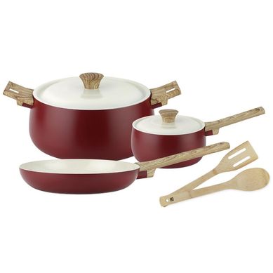 Batera de cocina 7 piezas cermica biella rojo