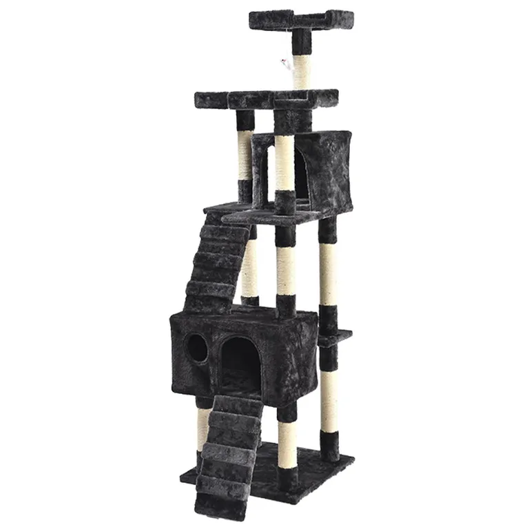 Rascador para gato con 4 niveles con 2 cuevas