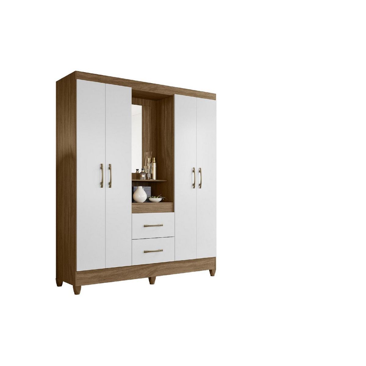 ROCH LTDA - Clóset Niteroi 4 Puerta(s) 2 Cajón(es) 1 Repisa(s) 47x182x47 cm Natural/Blanco