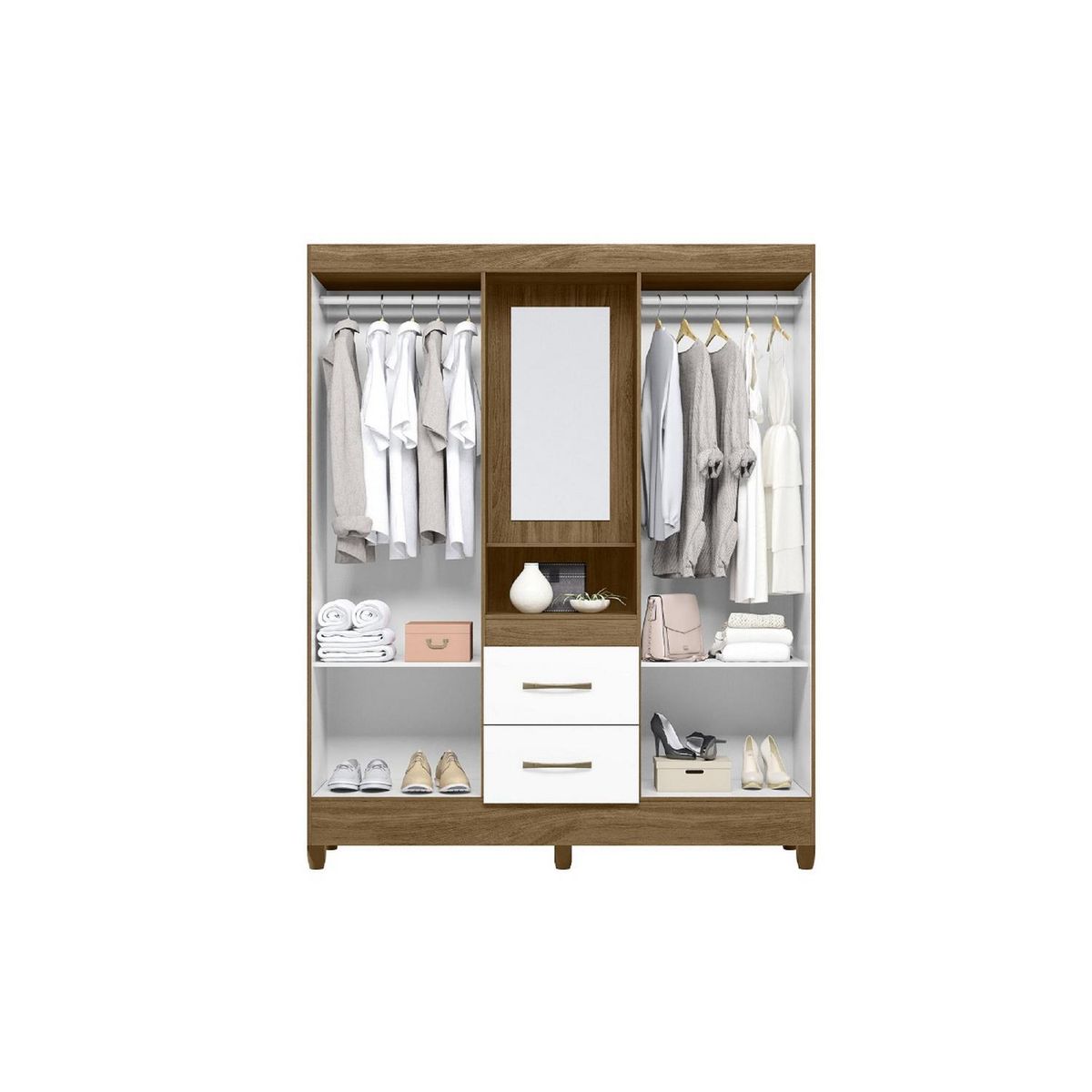 ROCH LTDA - Clóset Niteroi 4 Puerta(s) 2 Cajón(es) 1 Repisa(s) 47x182x47 cm Natural/Blanco