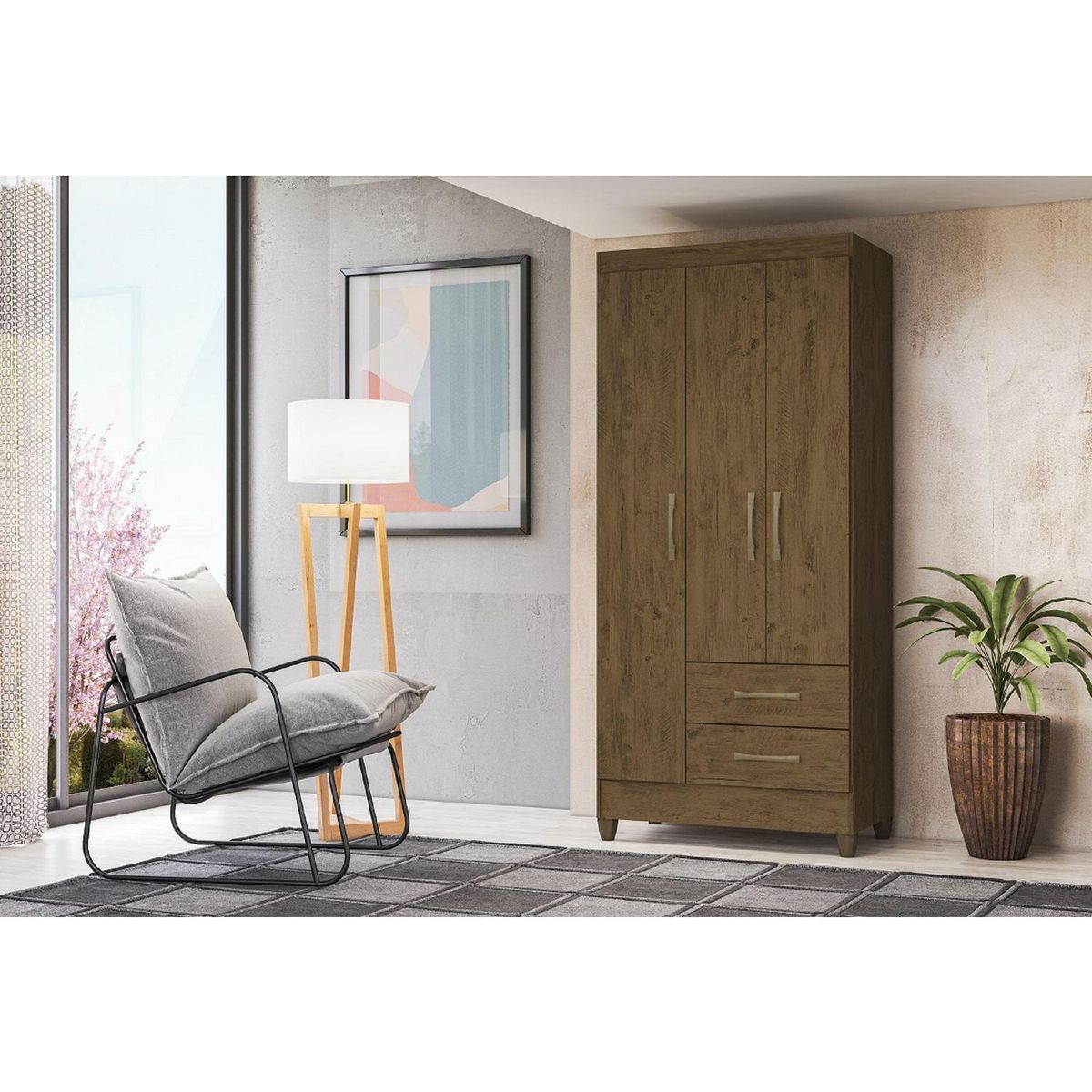 ROCH LTDA - Clóset Lima 3 Puerta(s) 2 Cajón(es) 1 Repisa(s) 82x182x47 cm Castaño