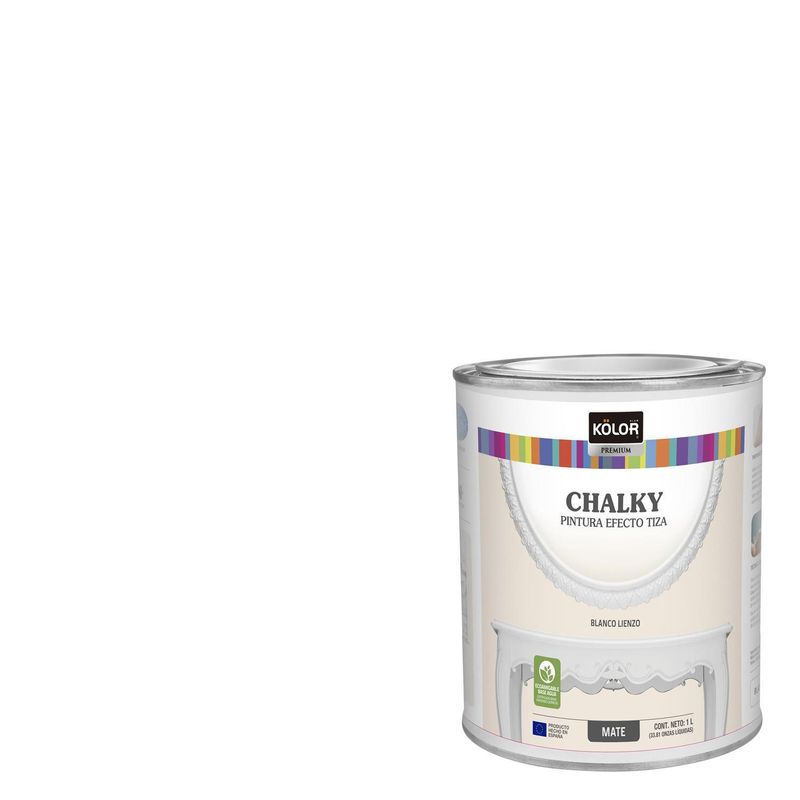 KOLOR - Pintura Tizada Chalky Blanco Lienzo Mate 1L