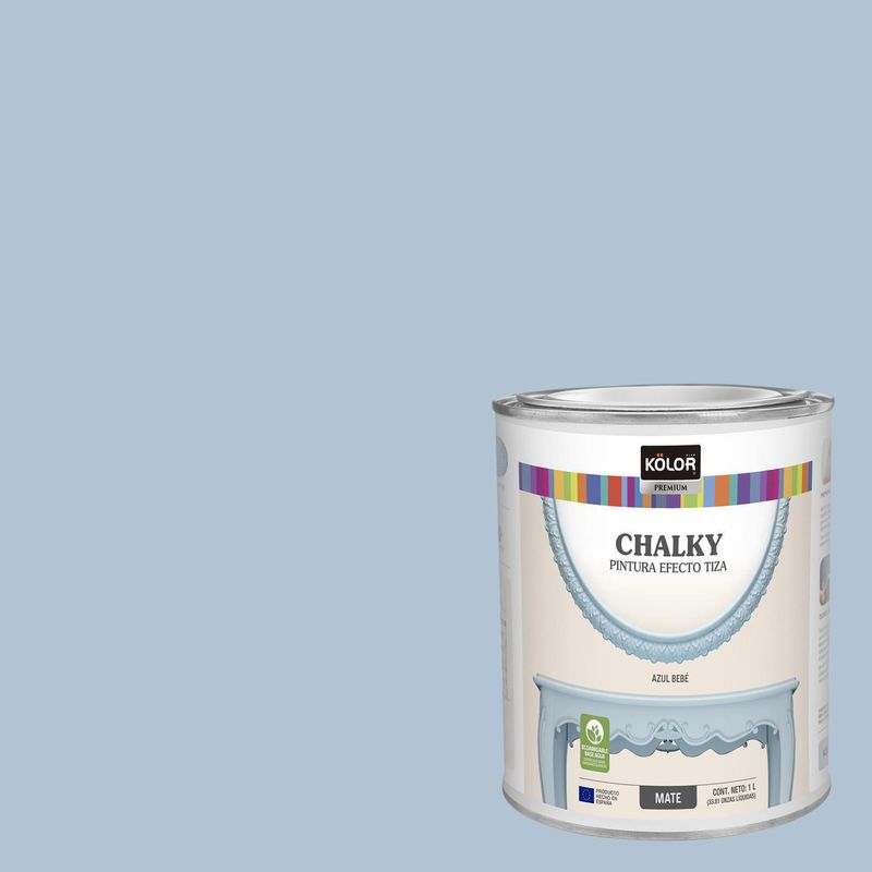 KOLOR - Pintura Tizada Chalky Azul Bebé Mate 1L