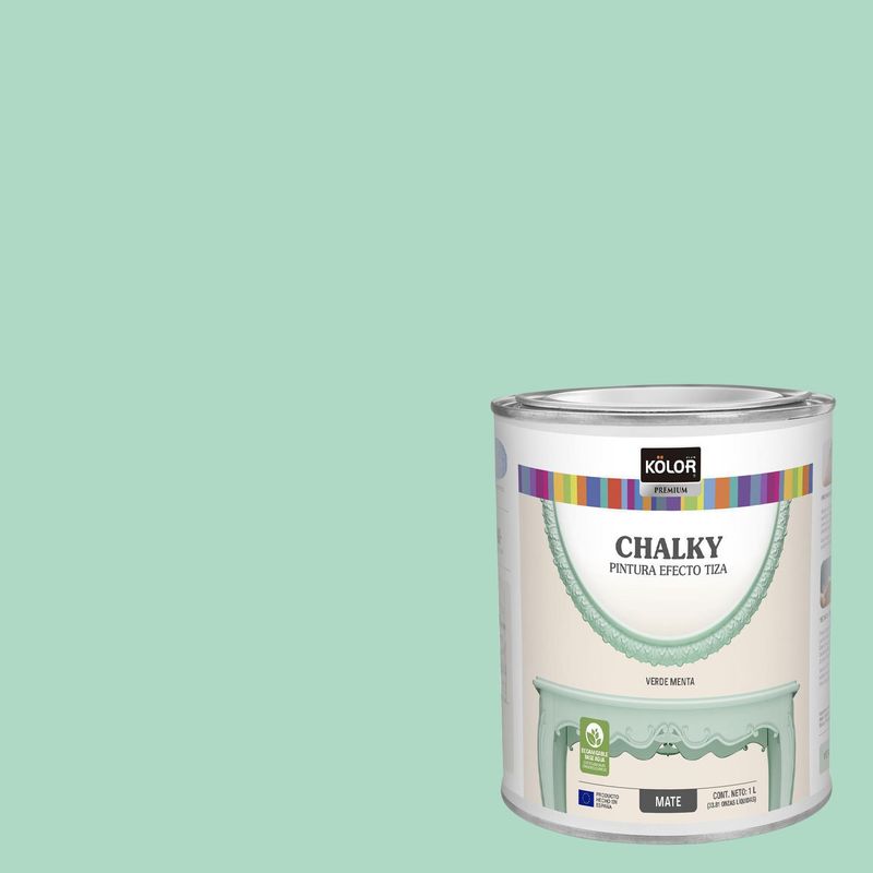 KOLOR - Pintura Tizada Chalky Verde Menta Mate 1L