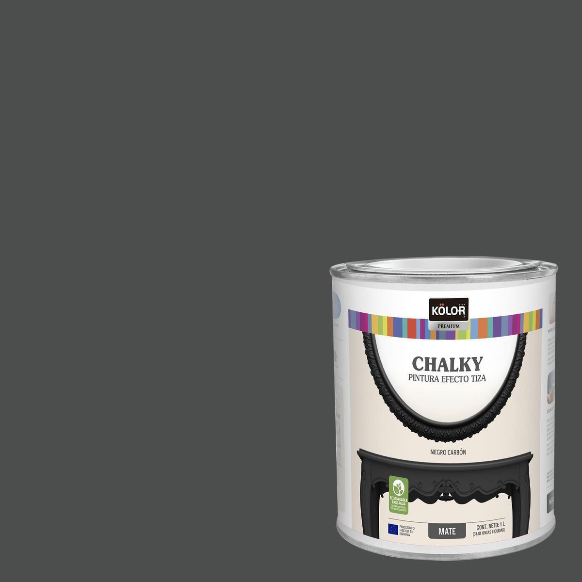 KOLOR - Pintura Tizada Chalky Tarro 1 l Mate negro