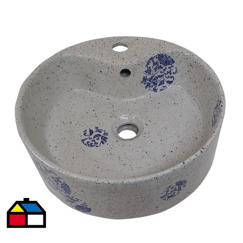 DOMSA - Lavamanos Sobrepuesto Forma Redonda Loza 41x16x41 cm Gris