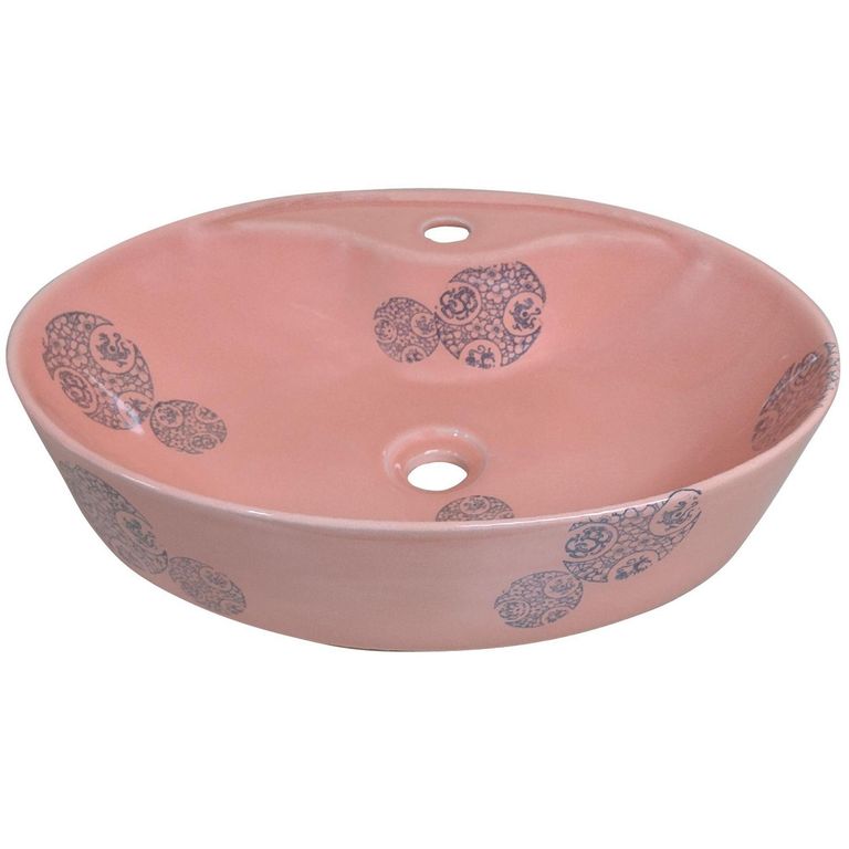 Lavamanos Sobrepuesto Forma Ovalada Loza 56x15x41 cm Salmón