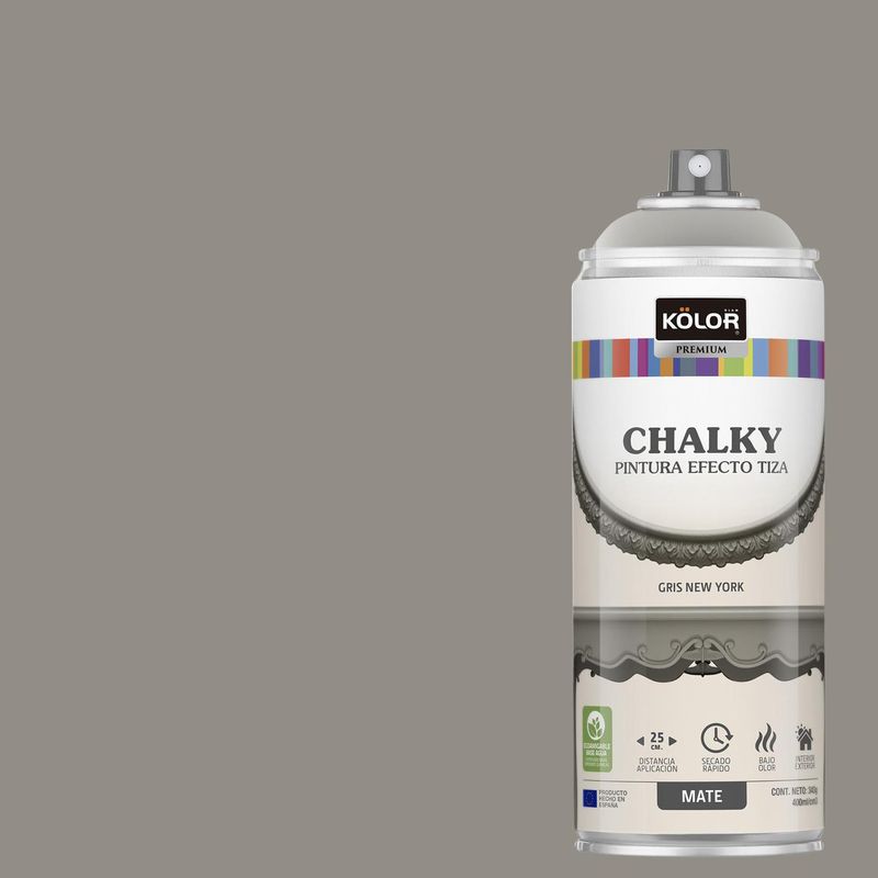 KOLOR - Pintura Tizada Chalky en Spray Gris New York Mate 400ml