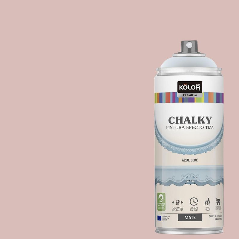 KOLOR - Pintura Tizada Chalky en Spray Azul Bebé Mate 400ml