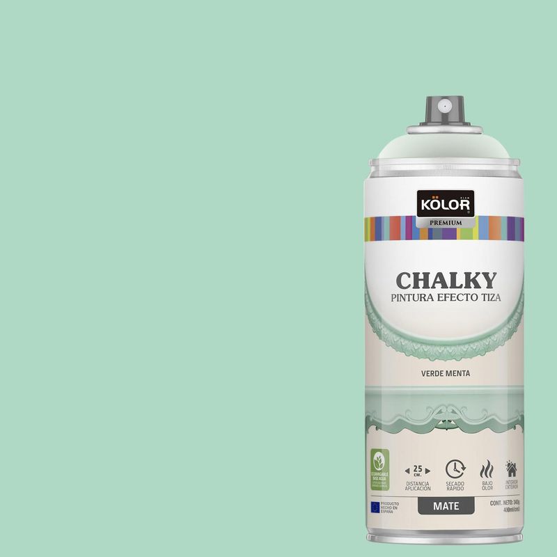 KOLOR - Pintura Tizada Chalky en Spray Verde Menta Mate 400ml
