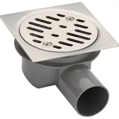 CORSOVALV - Pileta Acero Inoxidable Cuadrada 10x10 cm Trampa Pvc 40 mm