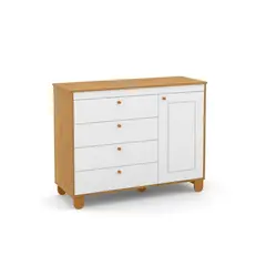 KIDSCOOL - Cómoda 1 Puerta 4 Cajón(es) Zupi 120x93x46 cm Blanco caramelo
