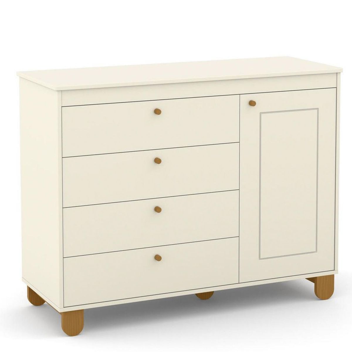 KIDSCOOL - Cómoda 1 Puerta 4 Cajón(es) Zupi 120x93x46 cm Beige