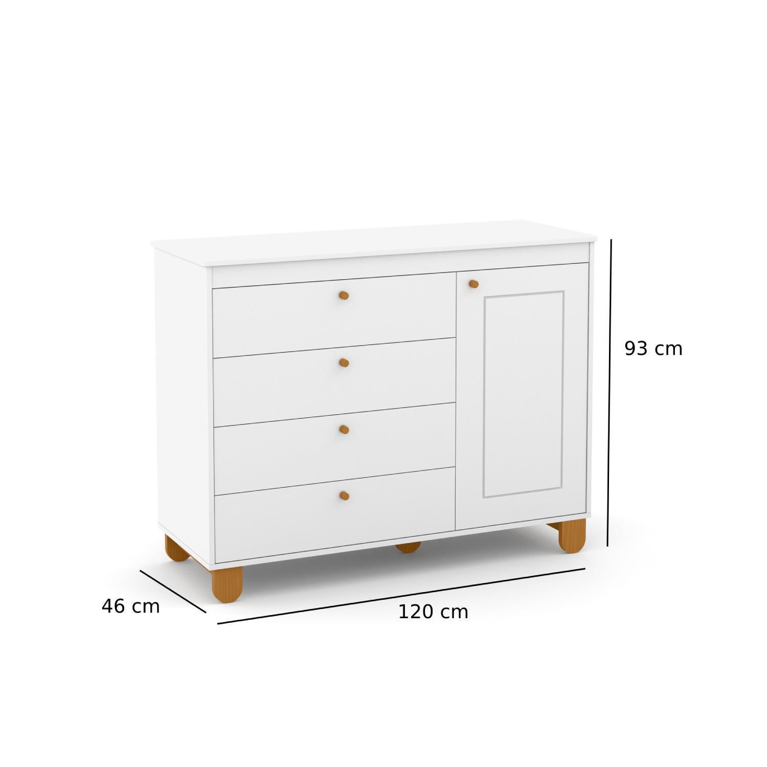KIDSCOOL Cómoda 1 Puerta 4 Cajón(es) Zupi 120x93x46 cm Blanco