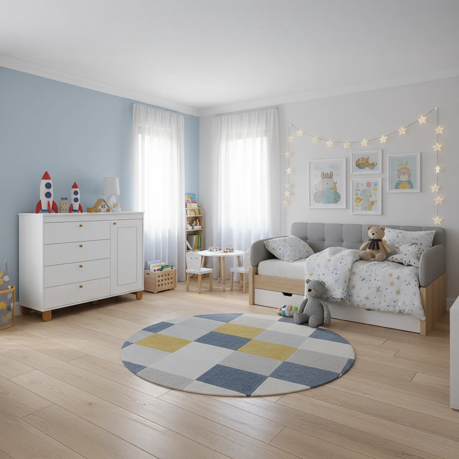 KIDSCOOL Cómoda 1 Puerta 4 Cajón(es) Zupi 120x93x46 cm Blanco