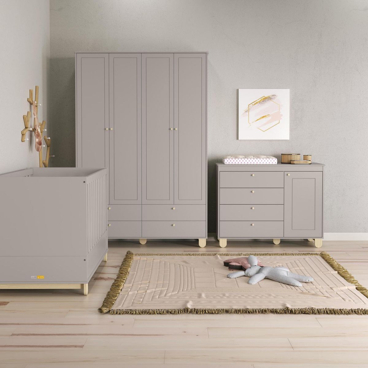 KIDSCOOL - Cómoda 1 Puerta 4 Cajón(es) Zupi 120x93x46 cm Gris