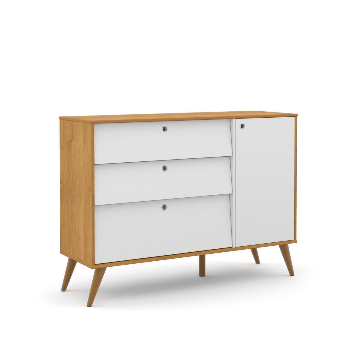 KIDSCOOL - Cómoda 1 Puerta 3 Cajón(es) Gold 132.6x96.5x44 cm Miel Blanco