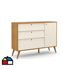 KIDSCOOL - Cómoda 1 Puerta 3 Cajón(es) Gold 132.6x96.5x44 cm Miel Beige
