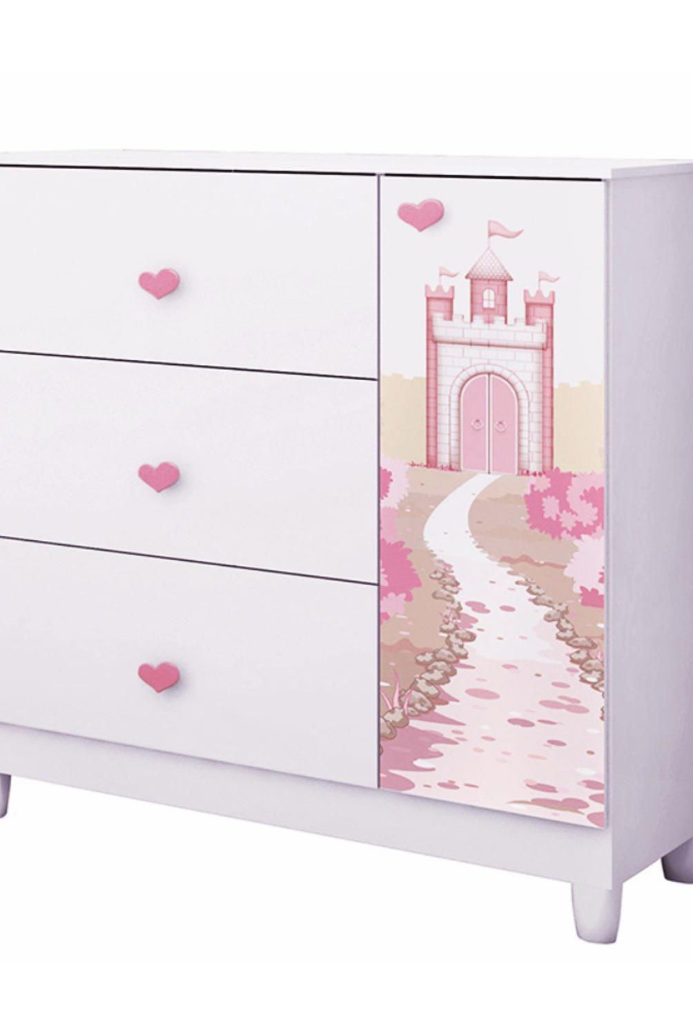 KIDSCOOL - Cómoda 1 Puerta 3 Cajón(es) Sofía blanco 87x94x40 cm Blanco