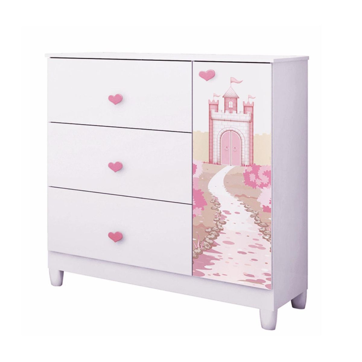 KIDSCOOL - Cómoda 1 Puerta 3 Cajón(es) Sofía blanco 87x94x40 cm Blanco