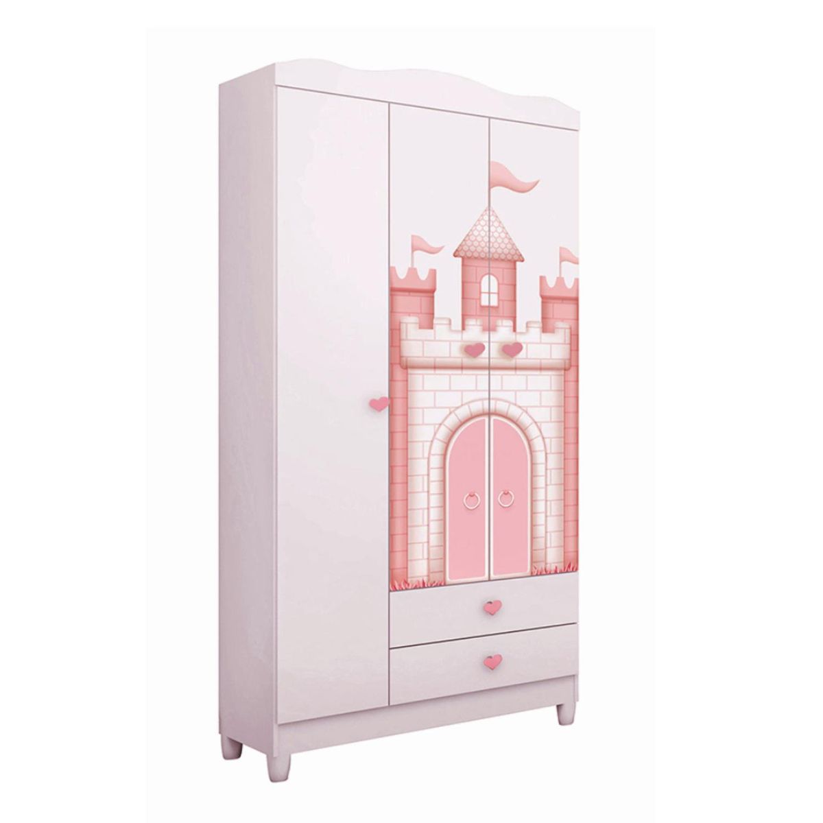 KIDSCOOL - Clóset Sofía 3 Puerta(s) 2 Cajón(es) 5 Repisa(s) 92x195x40 cm Blanco