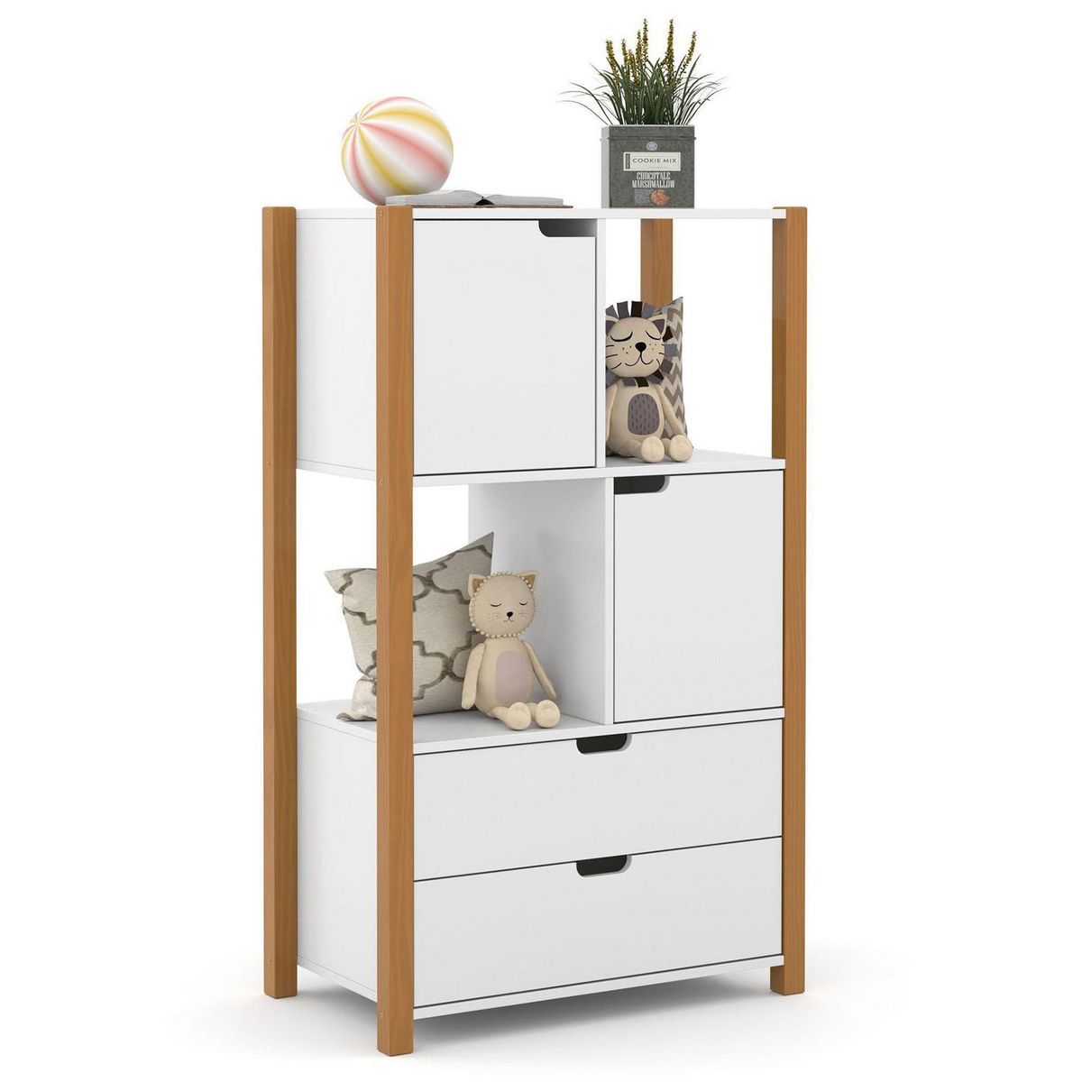 KIDSCOOL - Estante Kids MDF 2 Nivel(es) 75x125.5x43 cm Blanco