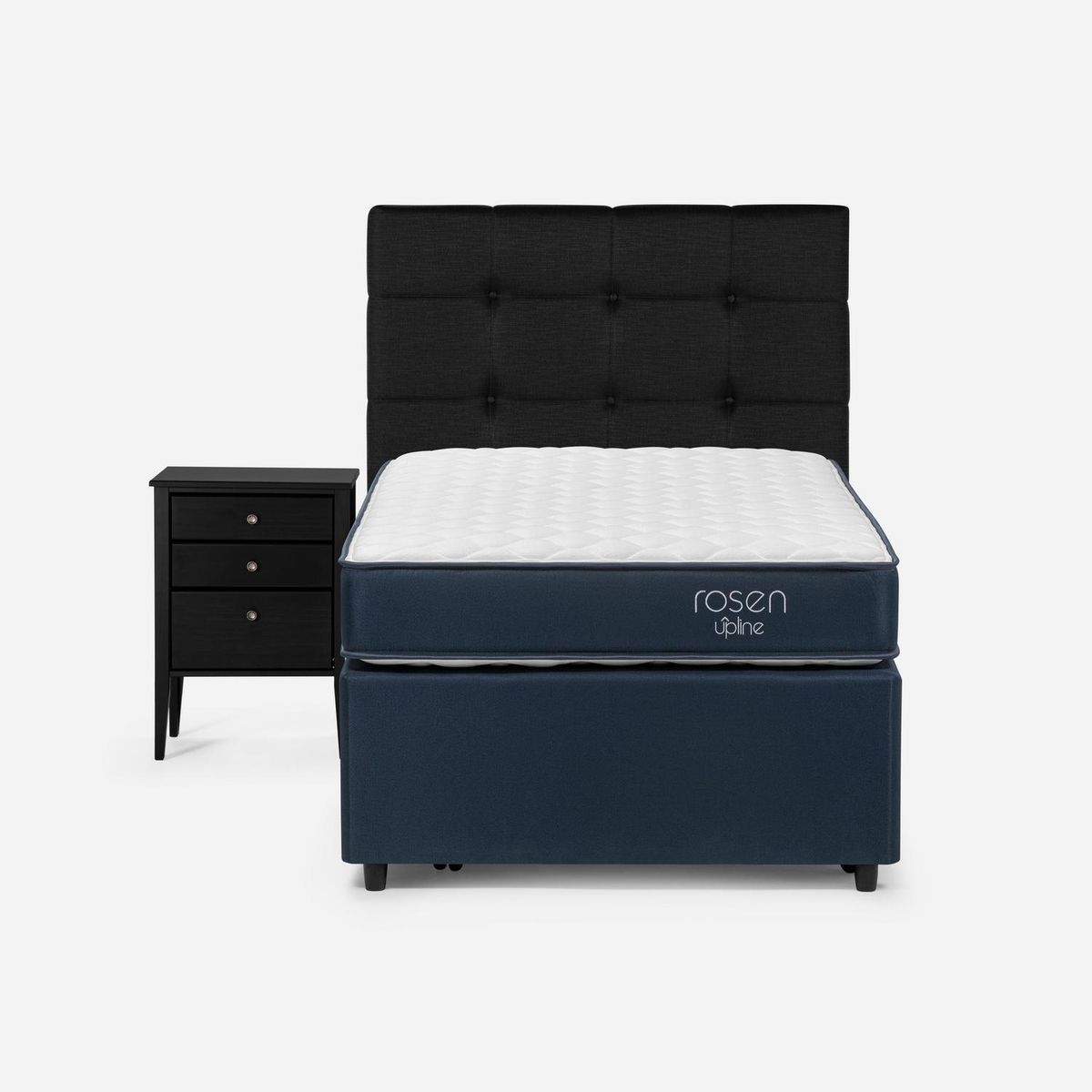 ROSEN - Cama Nido Diván 1.5 Plazas Upiline + Respaldo + Velador
