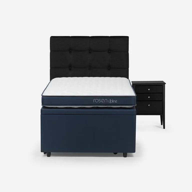 Cama 1.5 Plazas Boxet Upline + Respaldo + Velador